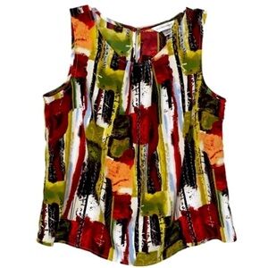 CHRISTOPHER & BANKS Sleeveless Top Blouse Loose Fit Multicolor Women's Size M